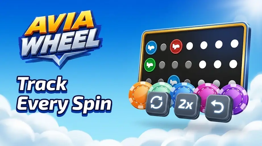 Avia Wheel demo banner with bet control buttons and the results statistics board