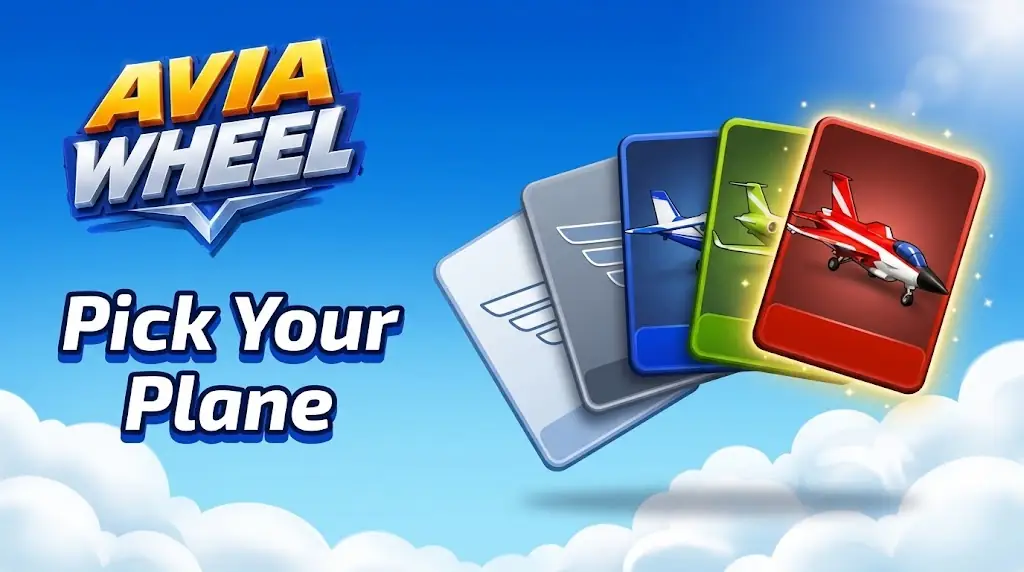 Avia Wheel casino game banner showing the white, grey, blue, green and red plane bets
